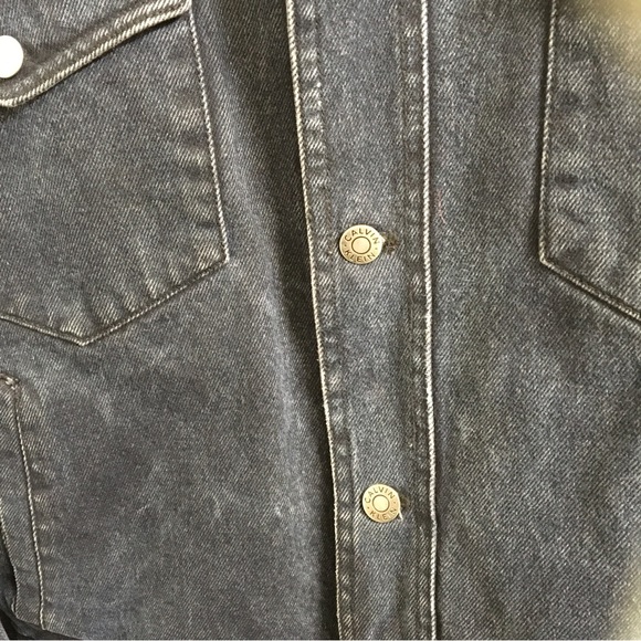 Calvin Klein Black Vintage Distressed Jean Jacket size Med - Picture 5 of 7